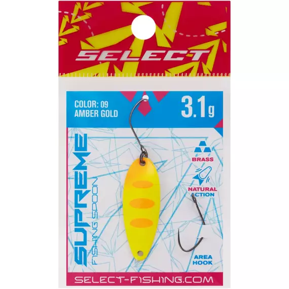 Блешня Select Supreme 3.1g 34mm #09 Amber Gold, Вага блешні: 3.1, Колір блешні: #09 Amber Gold, фото , изображение 2